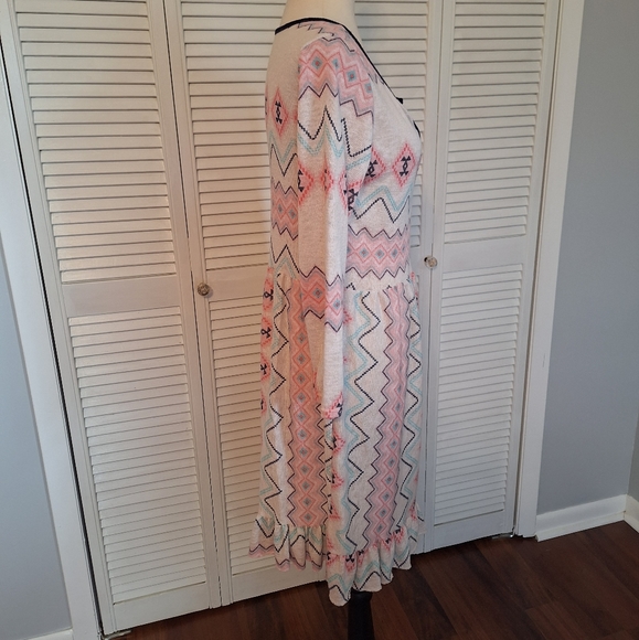 Stretchy boho pastel ruffle dress medium *C - Picture 3 of 6
